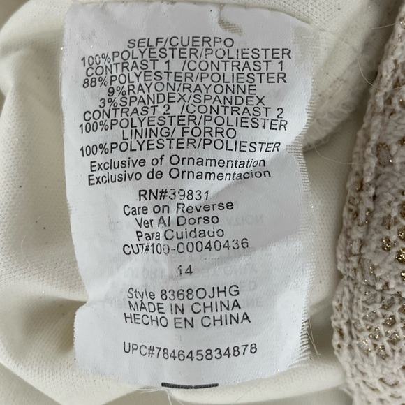 Sequin Hearts Girls Sparkly Gold & Cream Satin Color High Low Dress Size 14 - Picture 5 of 11